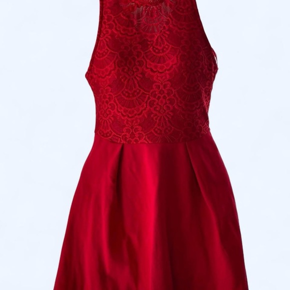 Elegant Red Lace mini Dress with Flared skirt XS Francesca - Picture 1 of 3
